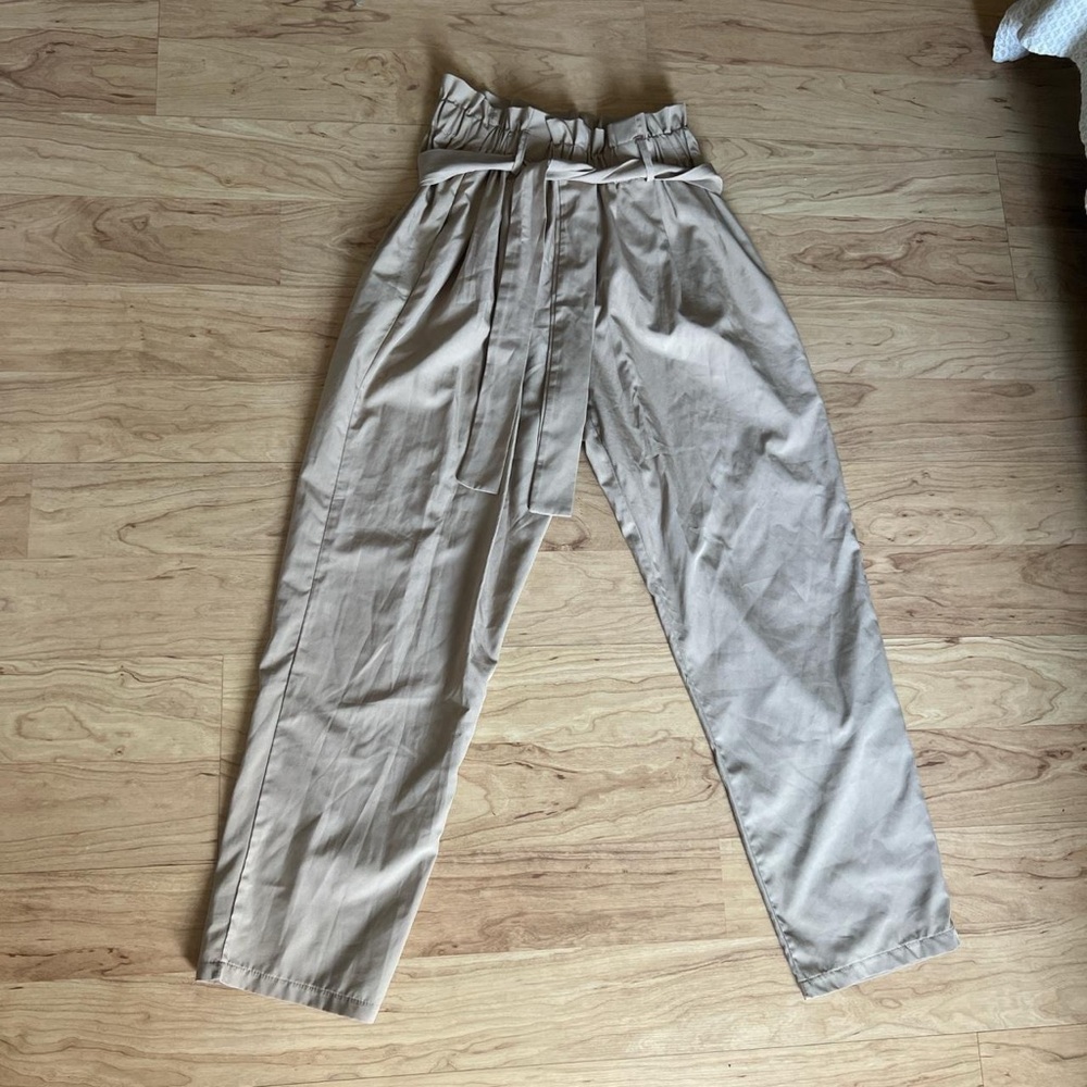 Tan and cream trousers